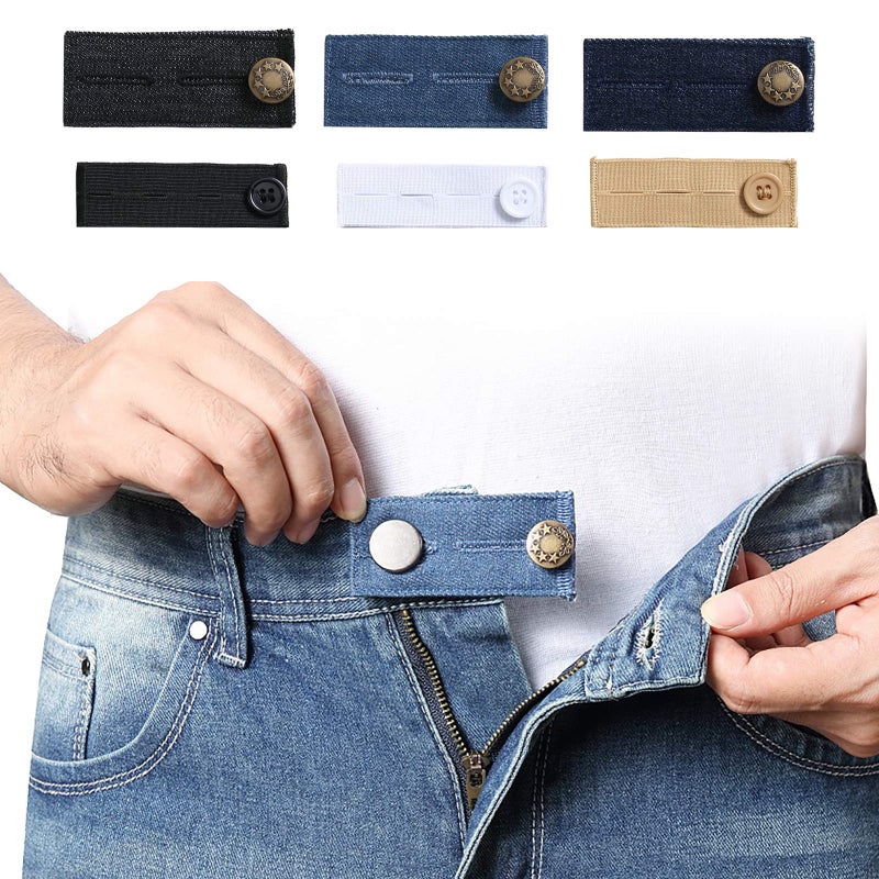 Zousen Denim Waist Extenders for Men and Women(6 Pack), Adjustable Waistband Expanders for Jeans Trousers Pants Buttons Extender Set - Image 1